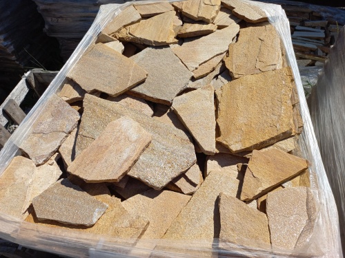 Плитняк златолит жёлтый золотистый для отмостки купить в Ишимбае